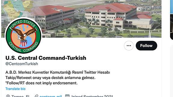 ABD Merkez Kuvvetler Komutanlığı, Türkçe Twitter Hesabı Açtı