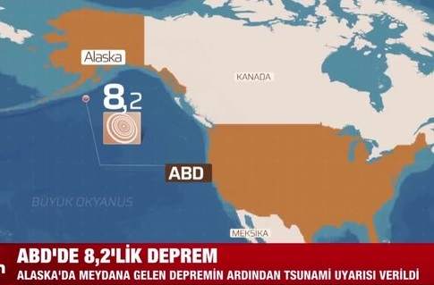 ABD'de 8.2 Büyüklüğünde Deprem